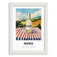 Soave – Italian Hilltop Café Scene, Italian Wine Illustration, placed in minimal white frame