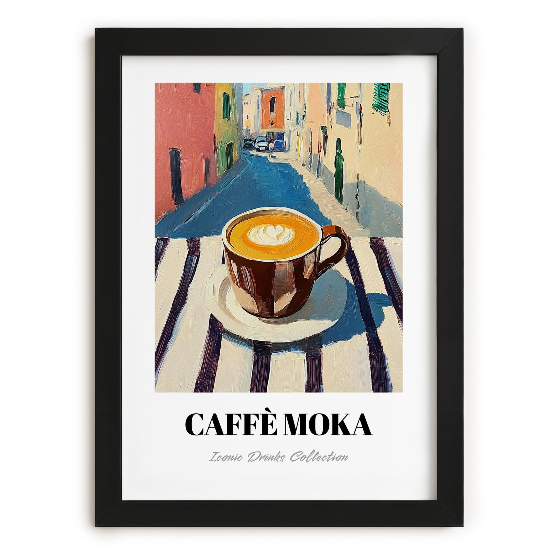 Caffè Moka – Italian Outdoor Café Scene, Italian Coffee Still Life, in sleek black frame