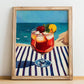 Sangría – Spanish Coastal Café Moment, Spanish Cocktail Art, no-text version framed in wood