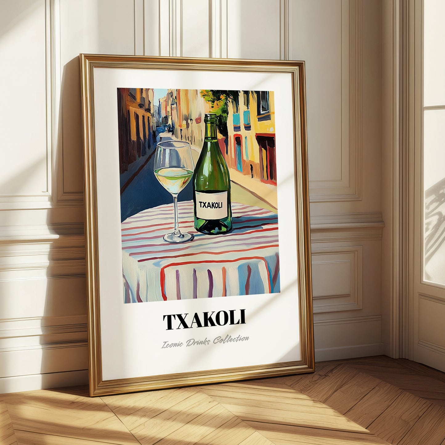 Txakoli – Spanish Outdoor Café Scene, Spanish Wine Painting