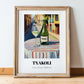 Txakoli – Spanish Outdoor Café Scene, Spanish Wine Painting, in wooden frame leaning on the floor