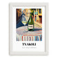 Txakoli – Spanish Outdoor Café Scene, Spanish Wine Painting, placed in minimal white frame
