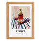 Vermut – on Striped Tablecloth, Spanish Wine Still Life, set in oak frame