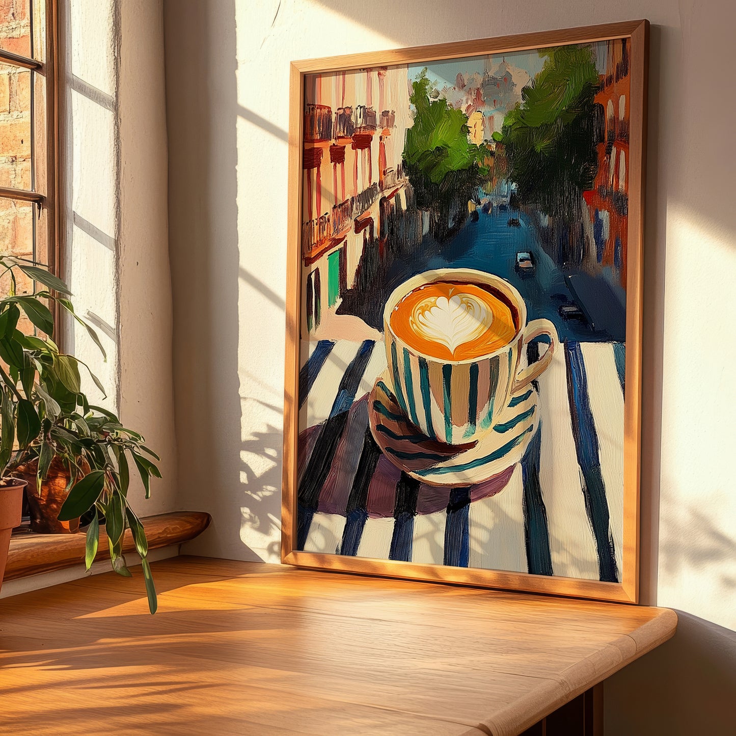 Café Con Leche – Spanish Outdoor Café Scene, Spanish Coffee Wall Decor, clean layout with no caption