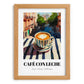 Café Con Leche – Spanish Outdoor Café Scene, Spanish Coffee Wall Decor, set in oak frame