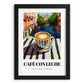 Café Con Leche – Spanish Outdoor Café Scene, Spanish Coffee Wall Decor, in sleek black frame