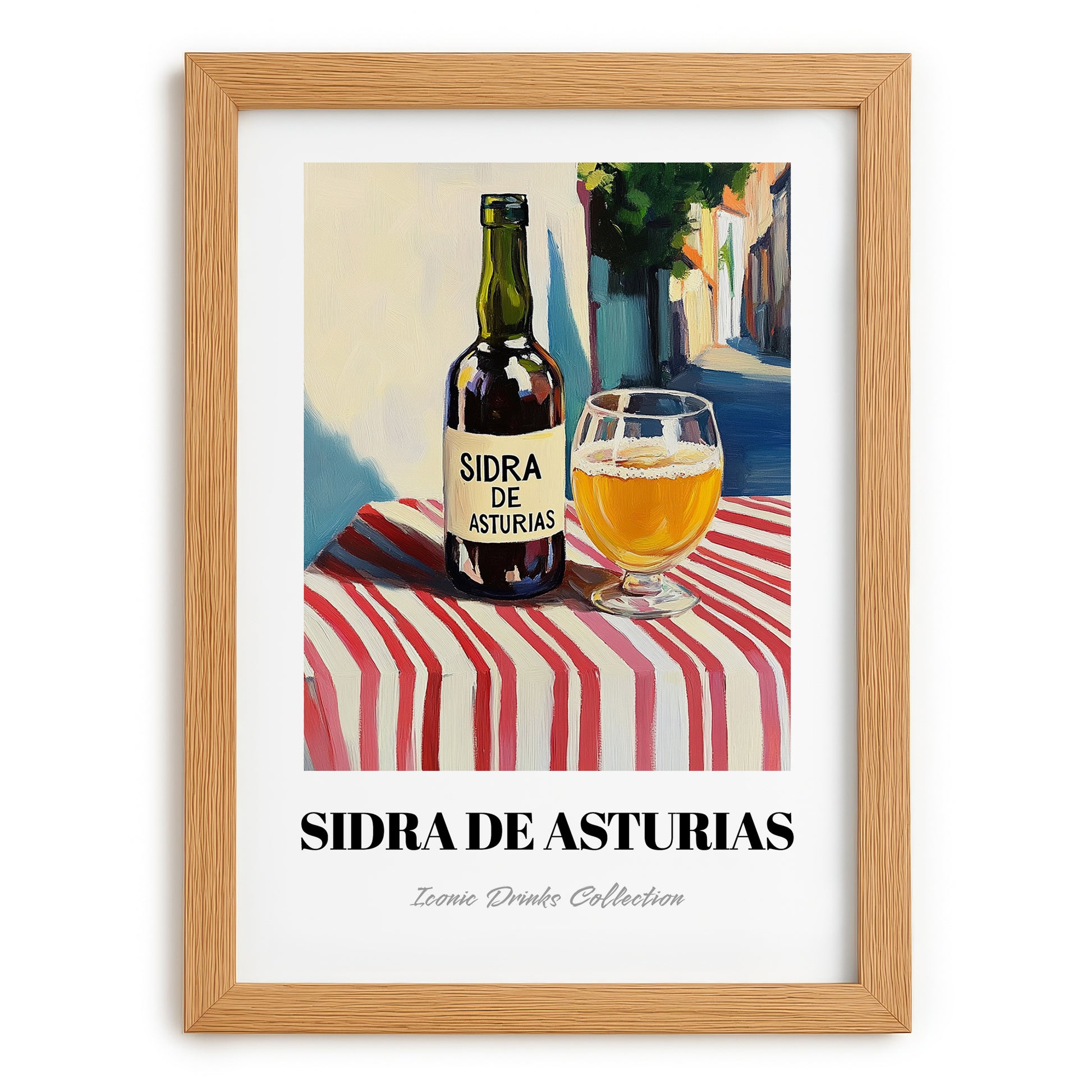 Sidra De Asturias – Spanish Urban Café Scene, Spanish Beverage, set in oak frame