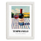 Tempranillo – Spanish Hillside Café View, Spanish Wine Wall Decor, placed in minimal white frame