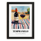 Tempranillo – Spanish Café on the Corner, Spanish Wine Painting, in sleek black frame