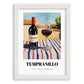 Tempranillo – Spanish Café on the Corner, Spanish Wine Painting, placed in minimal white frame