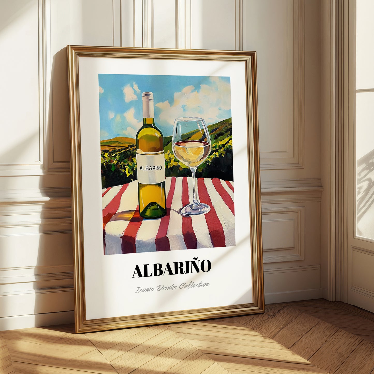 Albariño – Spanish Hilltop Table Scene, Spanish Wine Wall Art