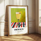 French 75 – on Striped Tablecloth, French Cocktail Still Life