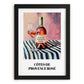 Côtes De Provence Rosé – on Striped Tablecloth, French Wine Still Life, in sleek black frame