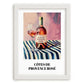 Côtes De Provence Rosé – on Striped Tablecloth, French Wine Still Life, placed in minimal white frame