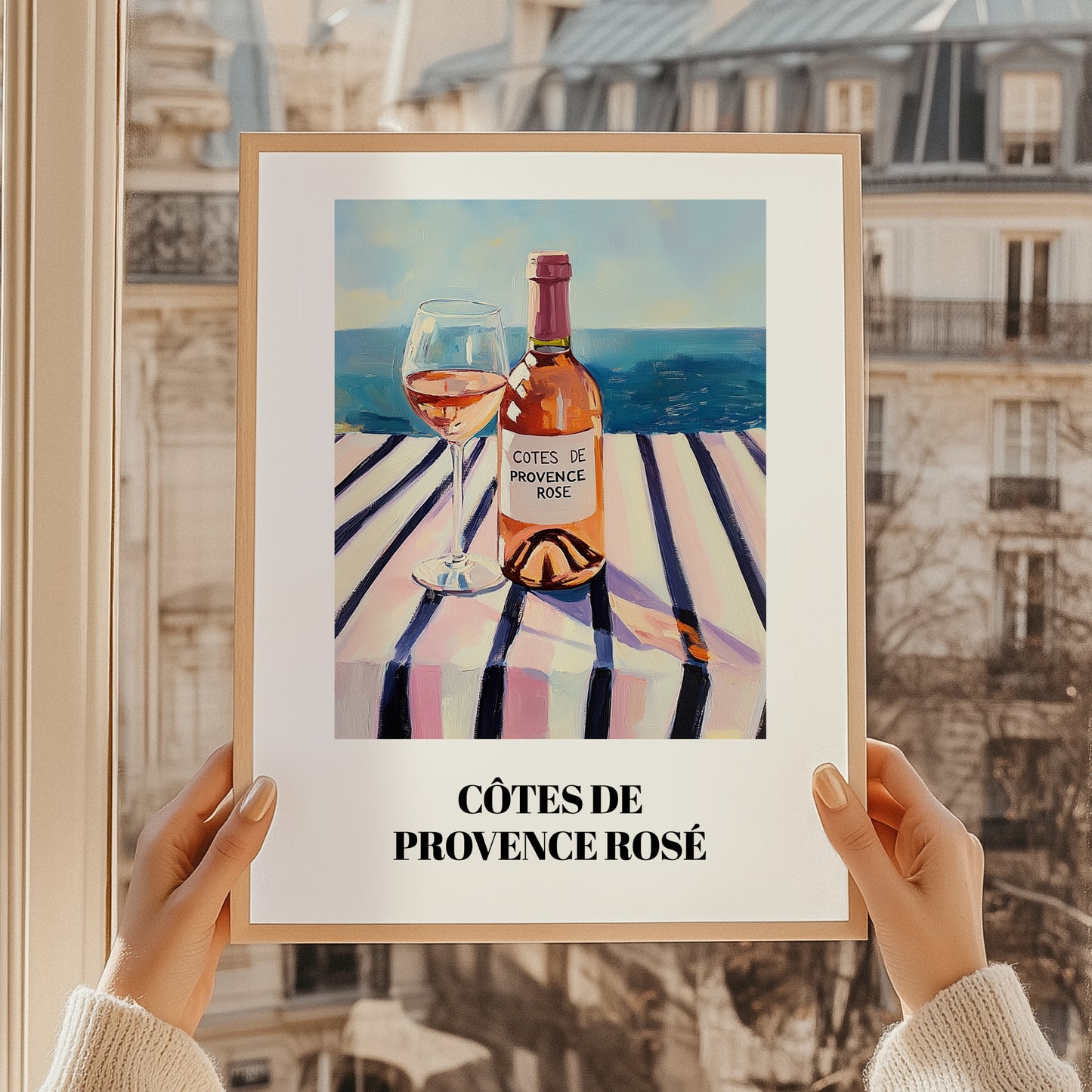 Côtes De Provence Rosé – French Coastal Table, French Wine Painting, styled in a charming Paris street view