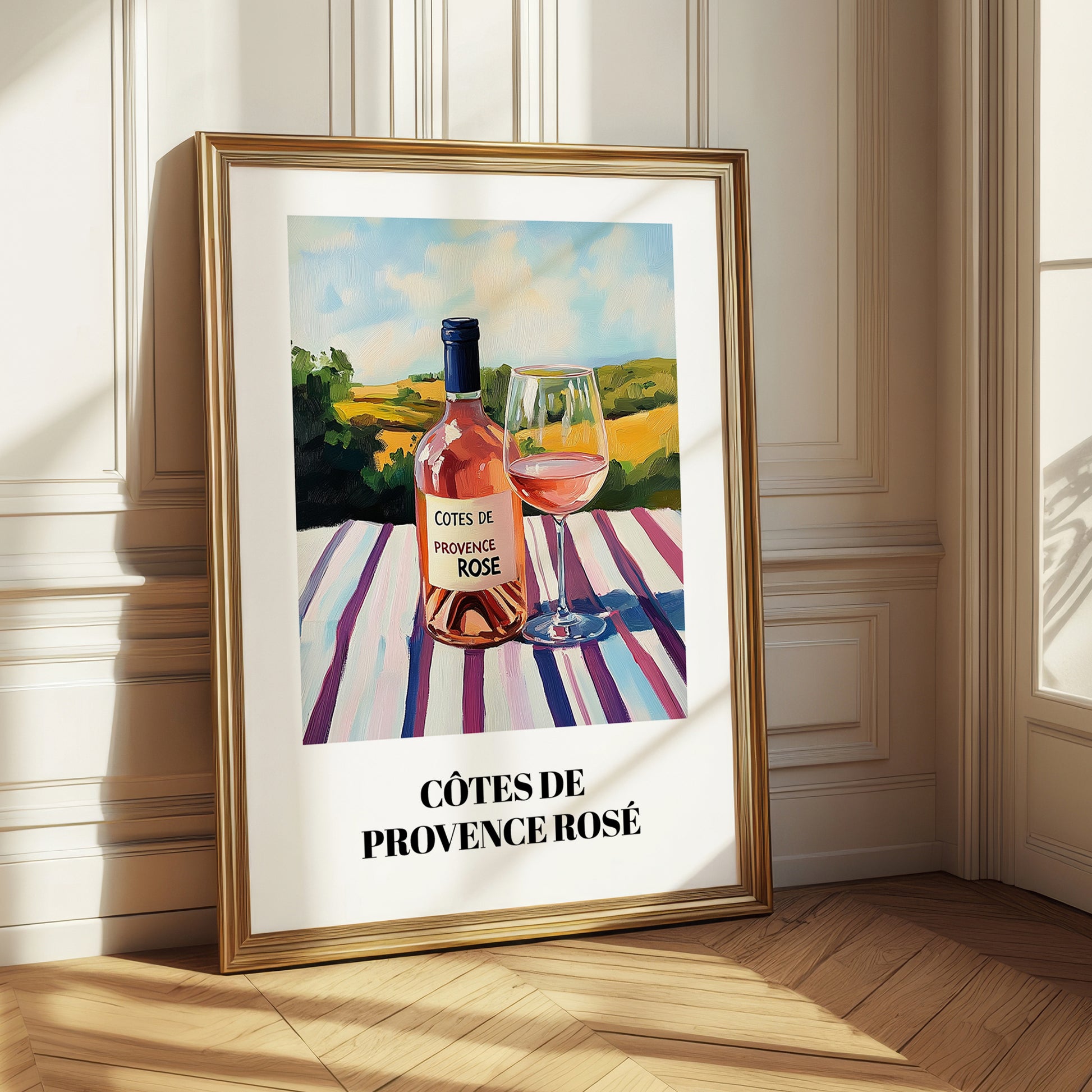 Côtes De Provence Rosé – French Hilltop Café Scene, French Wine Print