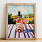Côtes De Provence Rosé – French Hilltop Café Scene, French Wine Print, no-text version framed in wood