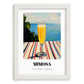 Mimosa – French Coastal Table, French Cocktail Poster, placed in minimal white frame