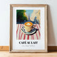 Café Au Lait – French Urban Café Scene, French Coffee Poster, in wooden frame leaning on the floor