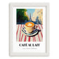 Café Au Lait – French Urban Café Scene, French Coffee Poster, placed in minimal white frame