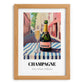Champagne – French Street Café Scene, French Sparkling Wine Still Life, set in oak frame