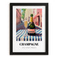 Champagne – French Street Café Scene, French Sparkling Wine Still Life, in sleek black frame