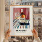 Muscadet – on Striped Tablecloth, French Wine Poster, styled in a charming Paris street view