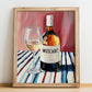 Muscadet – on Striped Tablecloth, French Wine Poster, no-text version framed in wood