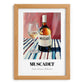 Muscadet – on Striped Tablecloth, French Wine Poster, set in oak frame