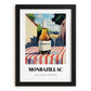Monbazillac – French Urban Café Scene, French Wine Wall Art, in sleek black frame
