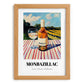 Monbazillac – French Hillside Café View, French Wine Illustration, set in oak frame