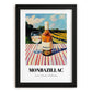Monbazillac – French Hillside Café View, French Wine Illustration, in sleek black frame