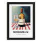 Monbazillac – on Striped Tablecloth, French Wine Wall Decor, in sleek black frame