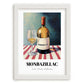 Monbazillac – on Striped Tablecloth, French Wine Wall Decor, placed in minimal white frame