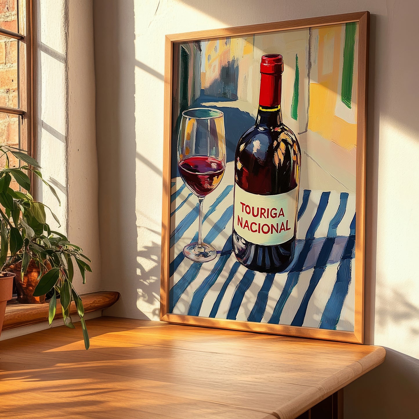 Touriga Nacional – Portuguese Street Café Scene, Portuguese Wine Wall Illustration, clean layout with no caption
