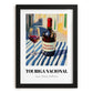 Touriga Nacional – Portuguese Street Café Scene, Portuguese Wine Wall Illustration, in sleek black frame