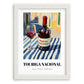 Touriga Nacional – Portuguese Street Café Scene, Portuguese Wine Wall Illustration, placed in minimal white frame