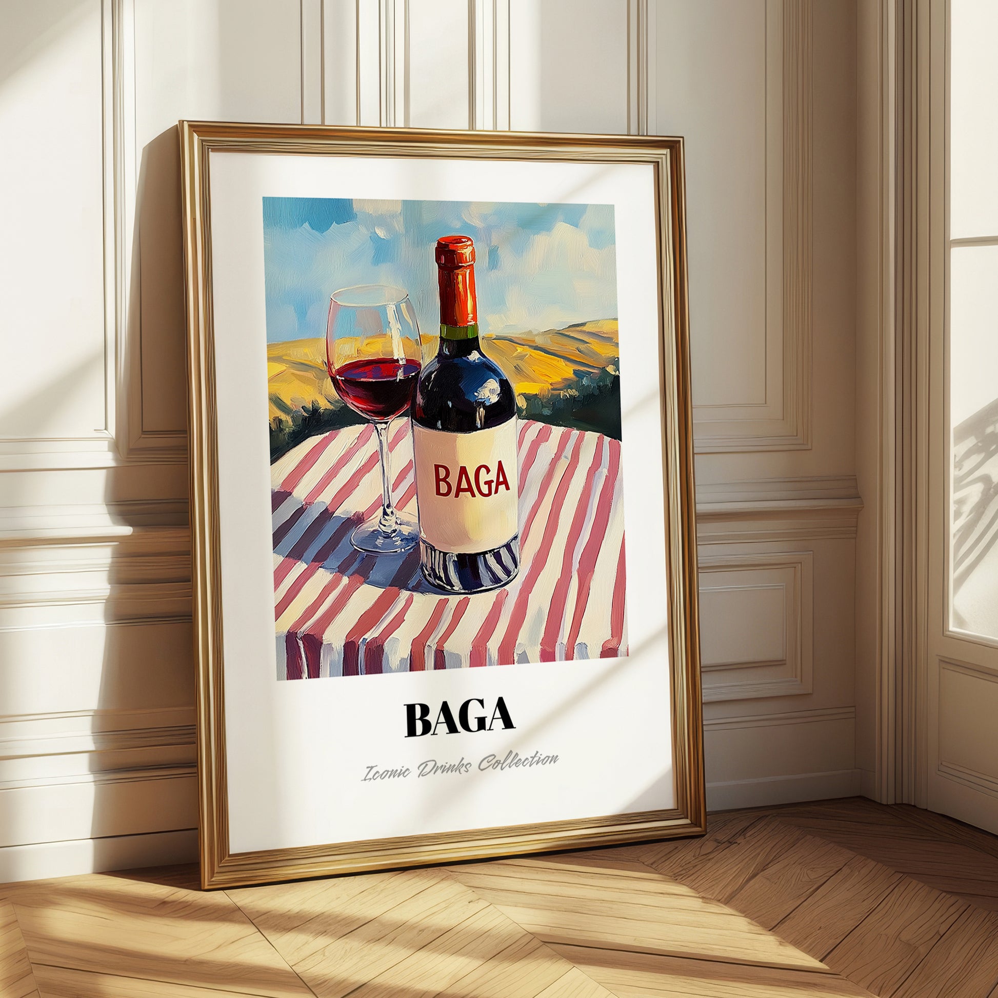 Baga – Portuguese Hilltop Café Scene, Portuguese Wine Illustration