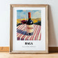 Baga – Portuguese Hilltop Café Scene, Portuguese Wine Illustration, in wooden frame leaning on the floor