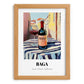 Baga – Portuguese Café on the Corner, Portuguese Wine Painting, set in oak frame