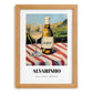 Alvarinho – Portuguese Hillside Café View, Portuguese Wine Wall Illustration, set in oak frame