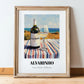 Alvarinho – Portuguese Seaside Scene, Portuguese Wine Illustration, in wooden frame leaning on the floor