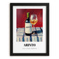 Arinto – on Striped Tablecloth, Portuguese Wine Poster, in sleek black frame