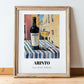 Arinto – Portuguese Outdoor Café Scene, Portuguese Wine Still Life, in wooden frame leaning on the floor