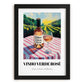 Vinho Verde Rosé – Portuguese Hilltop Café Scene, Portuguese Wine Illustration, in sleek black frame