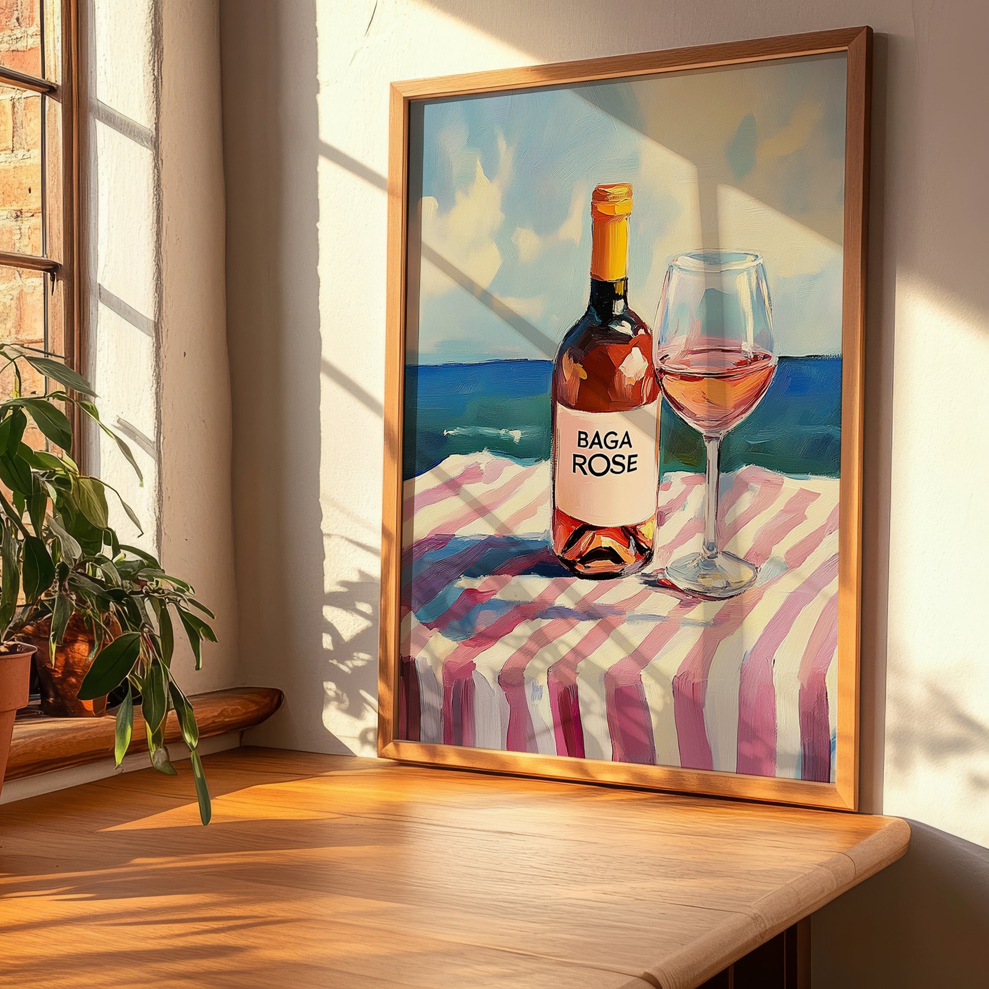 Baga Rosé – Portuguese Seaside Scene, Portuguese Wine Poster, clean layout with no caption