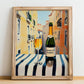 Espumante Bairrada – Portuguese Outdoor Café Scene, Portuguese Sparkling Wine Wall Poster, no-text version framed in wood