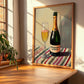 Espumante Bairrada – on Striped Tablecloth, Portuguese Sparkling Wine Painting, clean layout with no caption