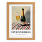 Espumante Bairrada – on Striped Tablecloth, Portuguese Sparkling Wine Painting, set in oak frame