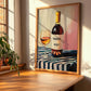 Tawny Port – on Striped Tablecloth, Portuguese Dessert Wine Wall Decor, clean layout with no caption